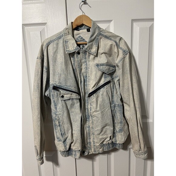 North Bay Jean Jacket Mens XL World Travel Acid Washed Lined - Picture 1 of 16